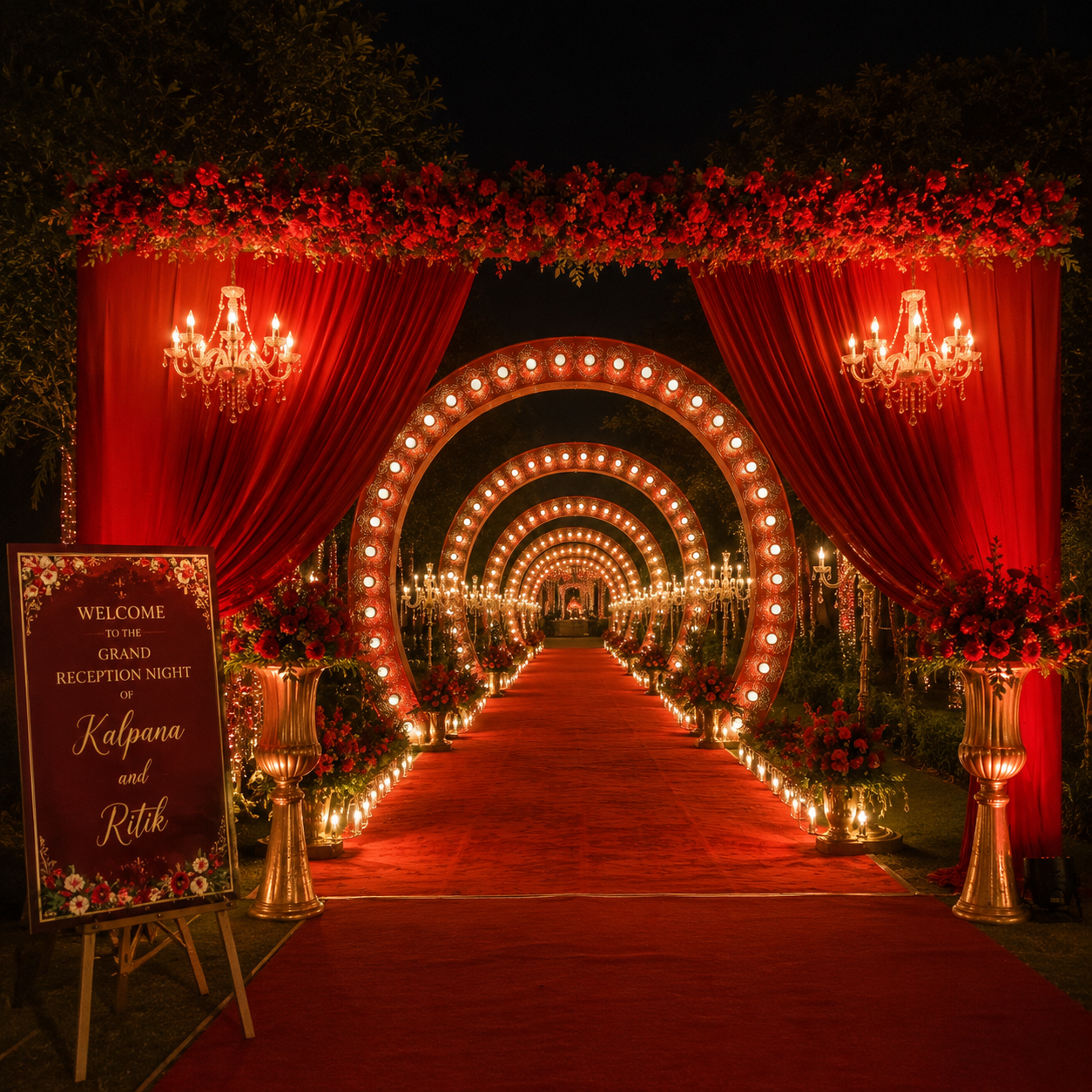 Wedding arch and floral venue decoration by Nagar Events