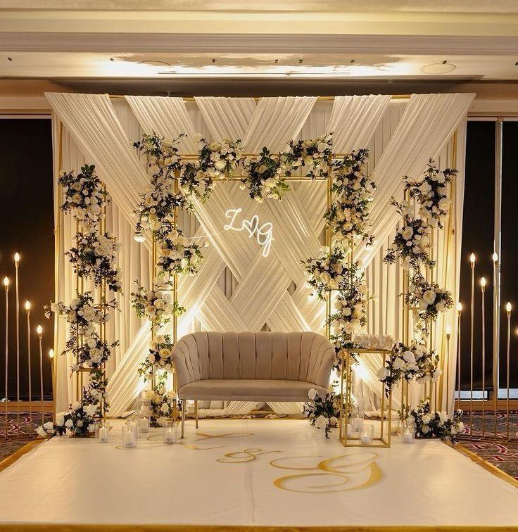 Bride and groom sitting decor detail by Nagar Events
