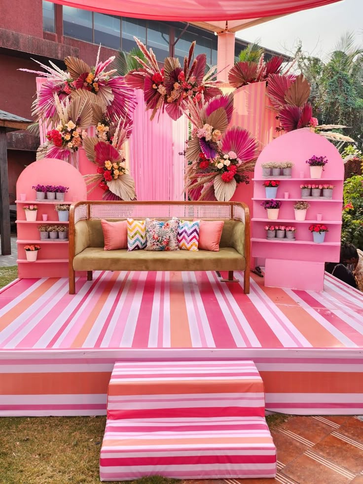 Bride and groom sitting arrangement by Nagar Events