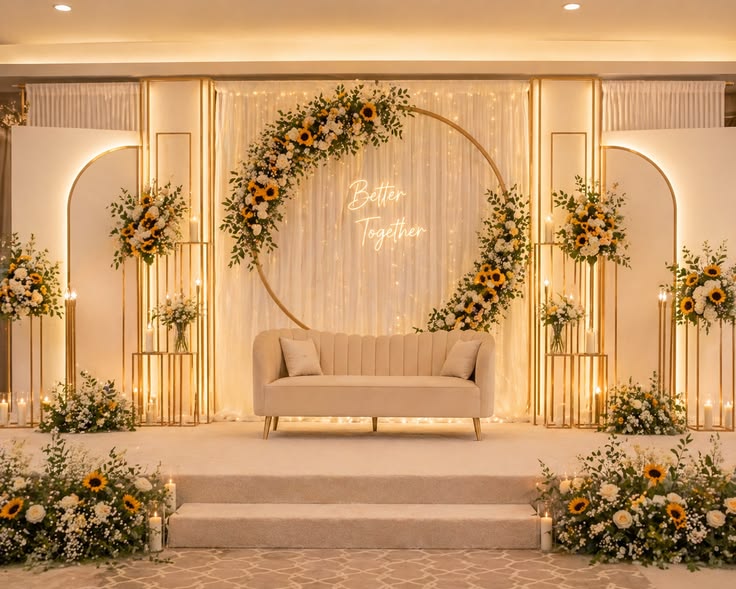 Bride and groom seating setup by Nagar Events