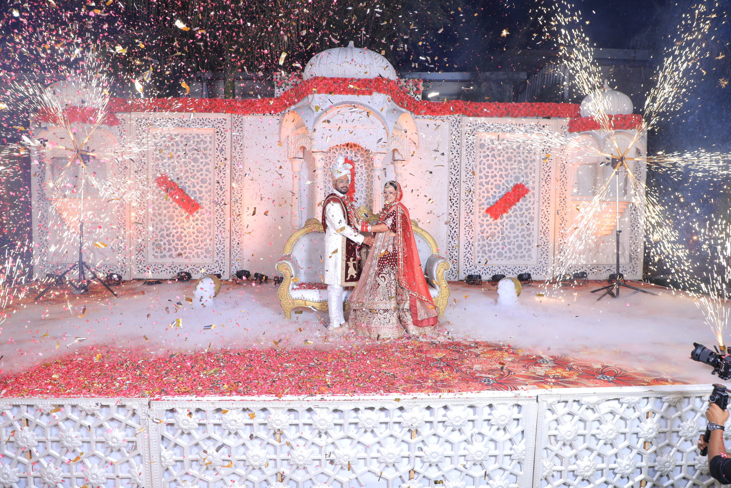 Varmala ceremony moment by Nagar Events